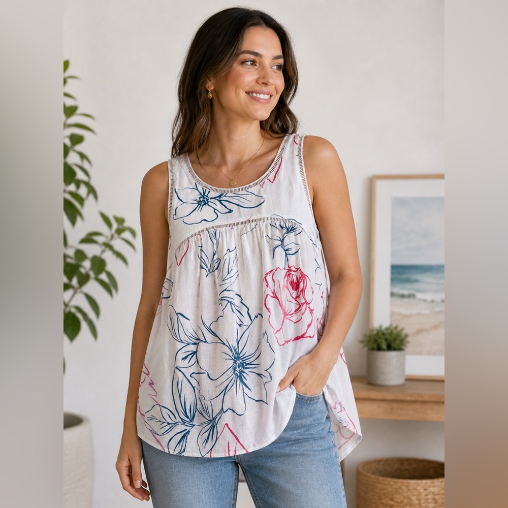 NWT lovestitch Floral Scoop Tank Top